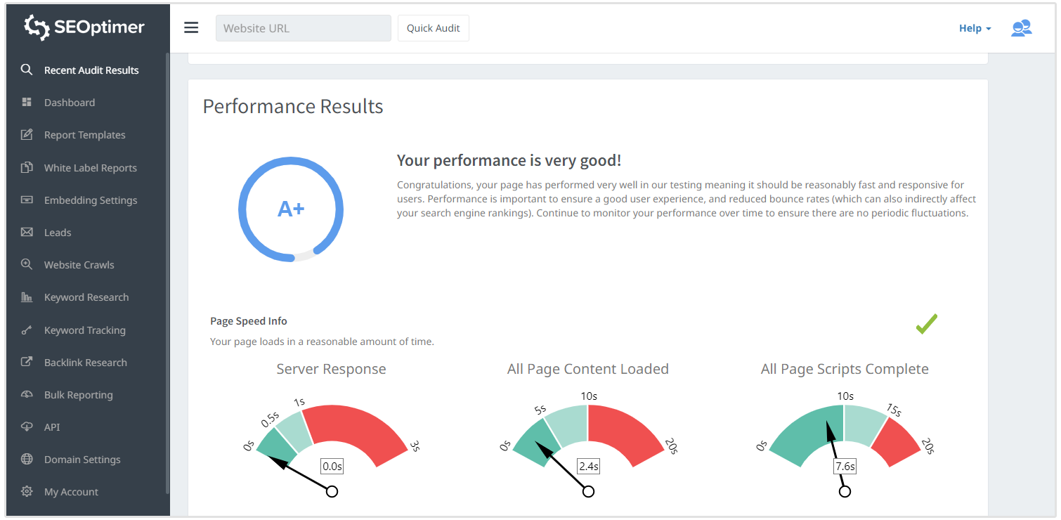 pagespeed dans l'audit de site web